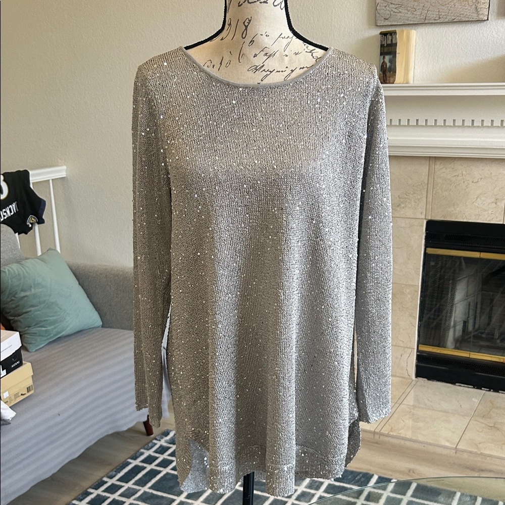 Alfani Silver Sequin Women's Blouse